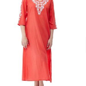 Long beautiful dress with pockets coral